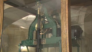 Woodrow Wilson Middle School displays gears from historic clock in school lobby [upl. by Alpers]