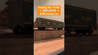 Missile hits Ammo Boxcar and explodes train railroad explosion toys [upl. by Fi626]