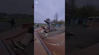 First time on a halfpipe skating local skatepark halfpipe [upl. by Anoirb]