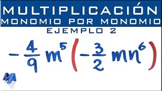 Multiplicación de expresiones algebraicas  Monomio por monomio  Ejemplo 2 [upl. by Ddat]