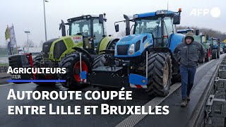 Mobilisation dagriculteurs à la frontière entre la France et la Belgique  AFP [upl. by Elwood]