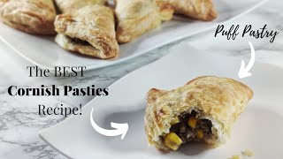 The BEST Cornish Pasty Recipe  How to Make Cornish Pasties  Puff Pastry  Step by Step Baking [upl. by Ennayhs]