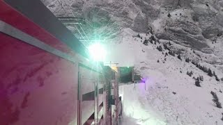 MVR Rochers de Naye Cab Ride Déneigement et passages secteurs caténaire gelée [upl. by Crocker]