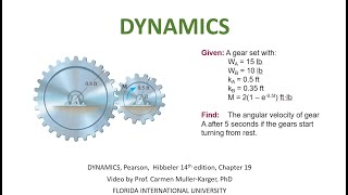 DYNAMICS Example 1942 Principle of angular momentum Gears [upl. by Nyar]