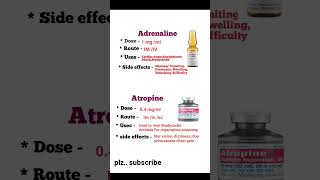 Emergency Medicine  Adrenaline and Atropine Dose RouteUses Side effects [upl. by Aikar]