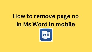 How to remove page no in Ms Word in mobile [upl. by Ekle139]