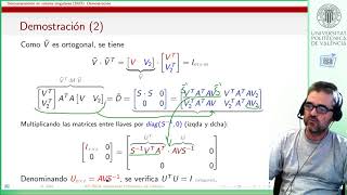 Descomposición en valores singulares teorema y demostración   UPV [upl. by Aney]