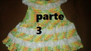 PARTE 3 DE 3 VESTIDO PARA NIÑA A CROCHET CON APLICACIÓN DE ENCAJE  Labores Angélika [upl. by Moises]