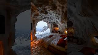 Cozy Winter Cave Retreat with a Stunning Mountain View ❄️ Ultimate Winter Escape cozy cozynature [upl. by Soigroeg]