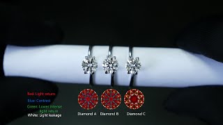 Why do these 3 diamonds look so different Super Ideal Cut vs Ideal Cut vs GIA triple EXC [upl. by Nemrak]