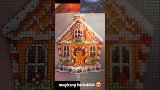 Cross stitch backstitch technique 🥰 Gingerbread house ornament crossstitch christmas [upl. by Amary278]