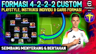 FORMASI 4222 CUSTOM PLAYSTYLE INSTRUKSI INDIVIDU amp GARIS FORMASI eFootball 2024 Mobile [upl. by Conant]