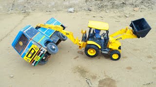 Mini Dumper Truck Mercedes Truck Accident Canal Pulling Out Mini Jcb 3dx Loader  kids Cartoon Video [upl. by Atikir584]