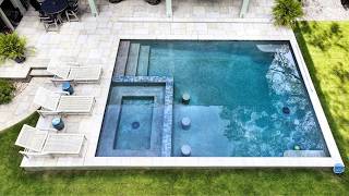 Custom Pool With Swim Up Bar and Spa  Pool Features  Modern Backyard Design [upl. by Agna]