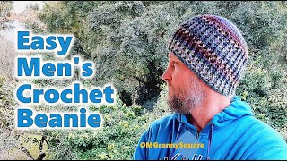 Easy Mens Crochet Beanie  Crochet Tutorial [upl. by Hillery]