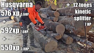 HUSQVARNA 576XP  592XP  550XP  12 tones Kinetic Fire wood log splitter ARTMASH [upl. by Nigel]