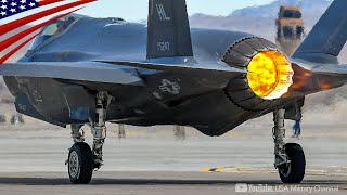 Amazing Back View at Afterburner TakeOff  F35A F15E F16 and EA18G [upl. by Storfer]