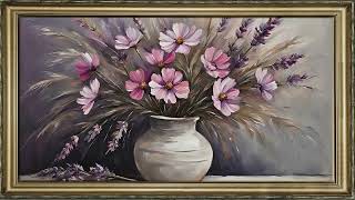 FRAME TV ART SCREENSAVER OIL PAINTING TV BACKGROUND FRAMED WILDFLOWERS VASE NO SOUND WALLPAPER 4K [upl. by Landa793]