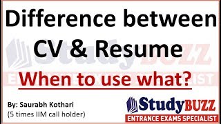 Difference between CV amp resume When to use what [upl. by Zosi]