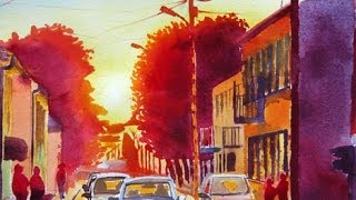 Speed painting  cityscape with watercolour [upl. by Llednik]