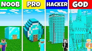 Minecraft Battle NOOB vs PRO vs HACKER vs GOD DIAMOND BLOCK HOUSE BASE BUILD CHALLENGE  Animation [upl. by Connelly197]