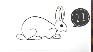 How To Draw RABBIT Drawing Easy Way From 22 Number  Step By Step Tutorial By harshguruarts [upl. by Aleck]