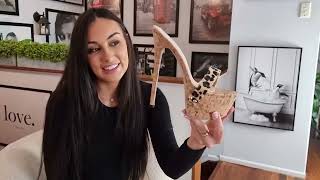 Ashley Unboxes Cork 7 Inch High Heel Platform Mule Shoes With Cheetah Spaghetti Strap [upl. by Aillil]