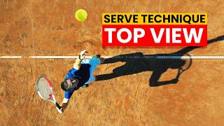 Tennis Serve Technique In Slow Motion From Top View [upl. by Oikim]