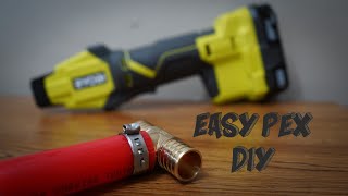 Pex Pipe Cut Crimp and Install DIY Ryobi P660 [upl. by Libbie603]