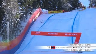 Aleksander Aamodt Kilde ski crash Wengen at 145kmh⛷️🇨🇭 [upl. by Rebna206]