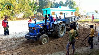 Building a house by cutting the soil with a tractor and filling the river Tractor vide relaxation [upl. by Lubeck]