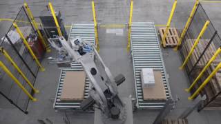 Pallettizzatore robot NETTUNO  ANTROPOMORFO SCOTOLA 12 Kg Vernici e diluenti [upl. by Neyrb]