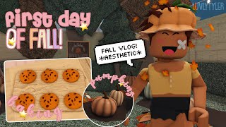 Aesthetic FALL Vlog 🍂 PUMPKIN PATCH BAKING 🎃  Roblox Bloxburg Roleplay With Voice [upl. by Kaiulani428]