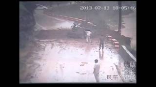 China mudslide  video captures amazing escape from car [upl. by Aube]