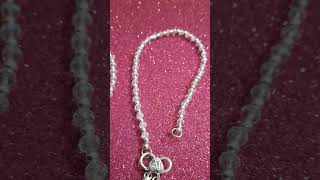 White crystal beads with kutti silver beads Anklets [upl. by Safier]