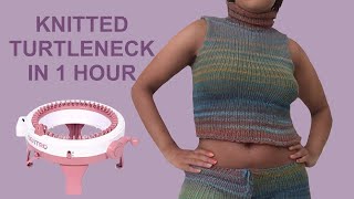 Super easy knitted turtleneck tutorial for Sentro knitting machine and Addi express kingsize [upl. by Inram]