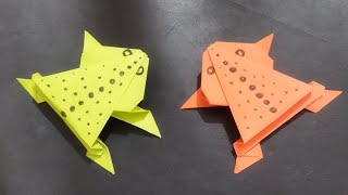 how to make a paper jumping frog without glue amp easy origami easy morgina paper crfts [upl. by Nairoc]