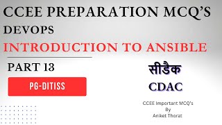 CDAC  PGDITISS  CCEE Preparation MCQs  DevOps Introduction To Ansible  Part 13 [upl. by Greiner799]