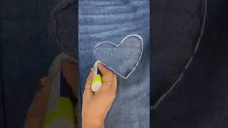 Heart wali jeans ❤️ diy fashion stylehacks handmadecraft jeanshacks shortsvideoyt shorts yt [upl. by Brown]