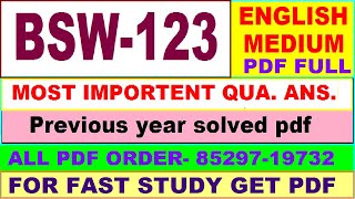 bsw 123 important questions  bsw 123 previous year question paper  bsw 123 study meterials [upl. by Bette-Ann]