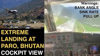 DANGEROUS HARD LANDING with Bank Angle Sink Rate and Pull Up warnings  B737300F at Paro Bhutan [upl. by Maurice]