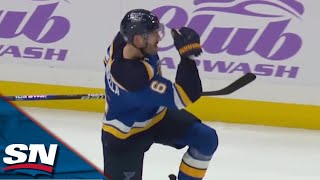 Blues Marco Scandella Breaks In On Penalty Kill And Roofs Backhand For First Goal Of Season [upl. by Larochelle146]