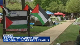 DePaul University proPalestinian encampment draws counterprotesters [upl. by Aubrette]