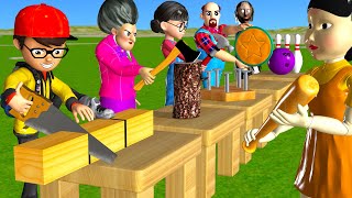 Scary Teacher 3D vs Squid Game Wooden Door Water Sprayer 5 Times Challenge Miss T vs Granny Loser [upl. by Acired]