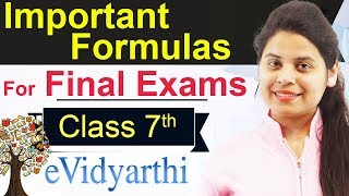 All Important Maths Formulas Class 7 Maths  CBSE [upl. by Gairc]