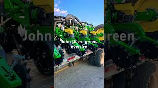 Planter seeder going to Wichita Kansas johndeere green farm machinery trucking transport [upl. by Leamiba]