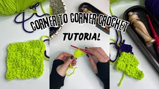 How to Crochet Corner to Corner  C2C Increase Decrease and Color Change [upl. by Araccot888]