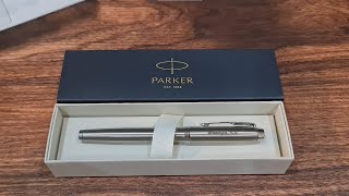 Parker IM Essential stainless Steel Chrome Trim Ballpoint Pen [upl. by Yedrahs]