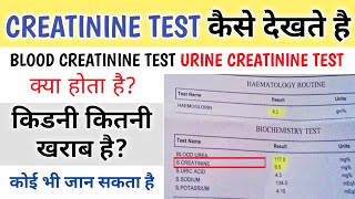 Creatinine Test In Hindi  creatinine normal range [upl. by Laszlo2]