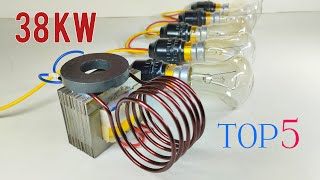 AC 240v Powerful Top 5 Free Electricity Generator with Transformer and Coper wire use Magnet [upl. by Wolfie227]